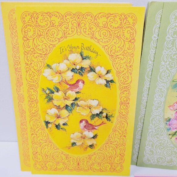 Vtg 8 70's Floral Multi Color Metropolitan Happy Birthday Greeting Cards CLEAN - Picture 2 of 9